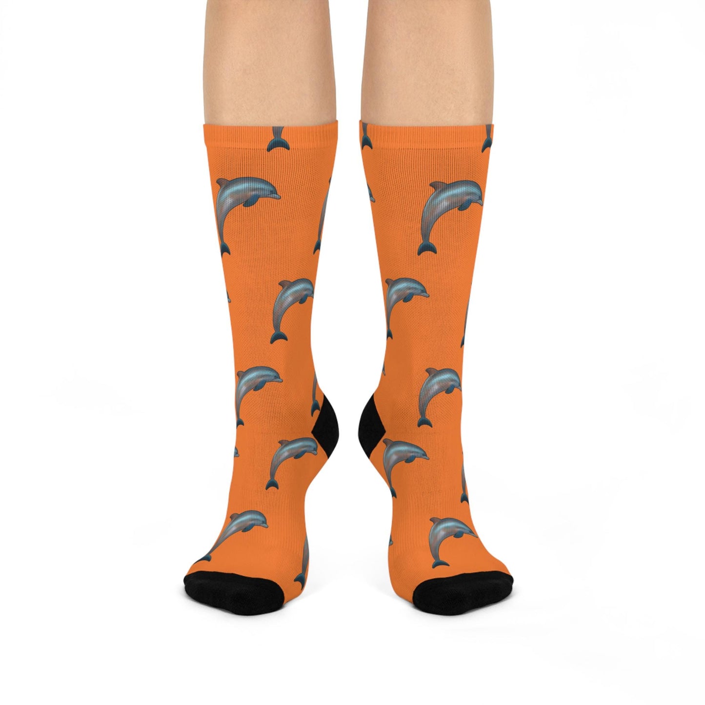 Hand-Drawn Miami Dolphins Socks - Orange Cushioned Crew Socks