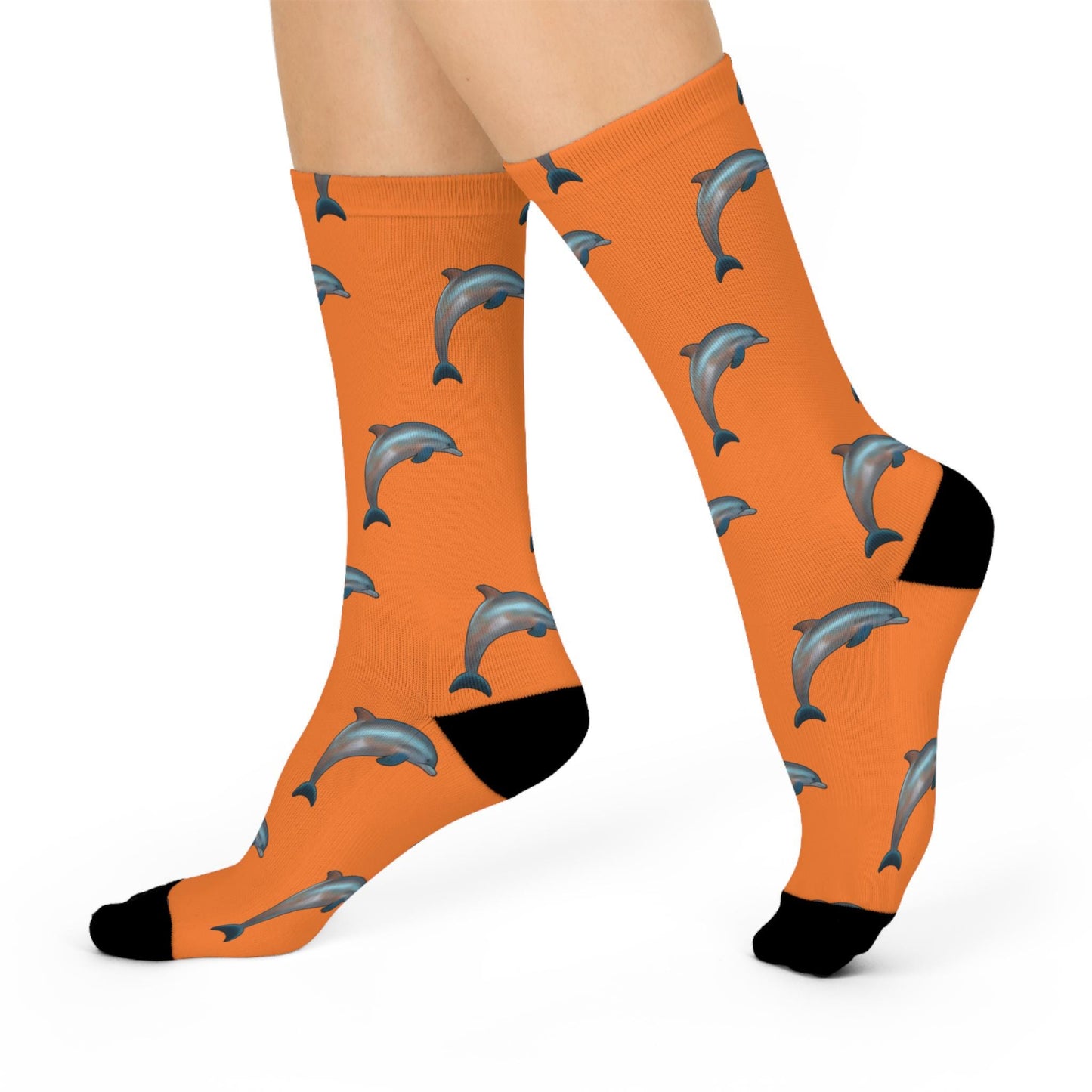 Hand-Drawn Miami Dolphins Socks - Orange Cushioned Crew Socks