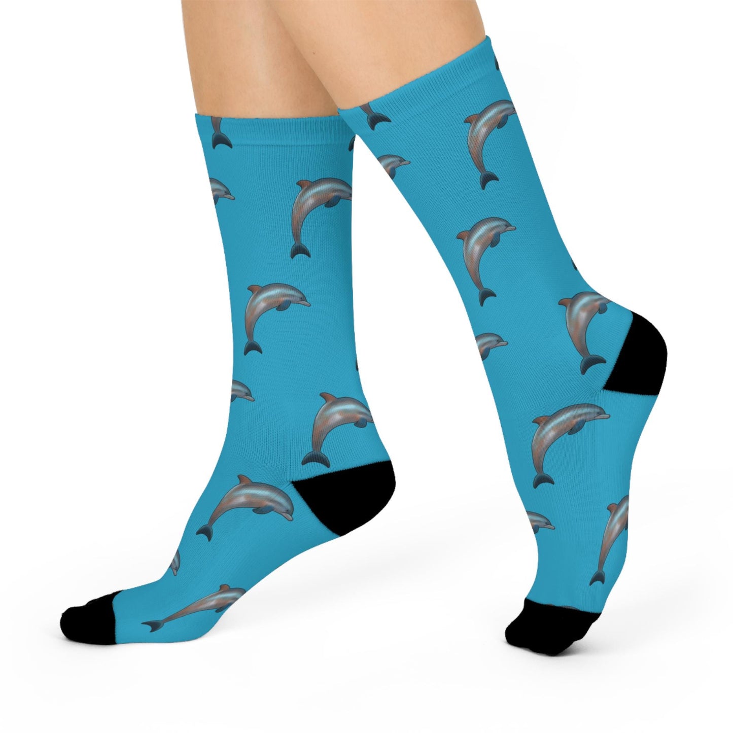 Hand-Drawn Miami Dolphins Socks - Turquoise Cushioned Crew Socks