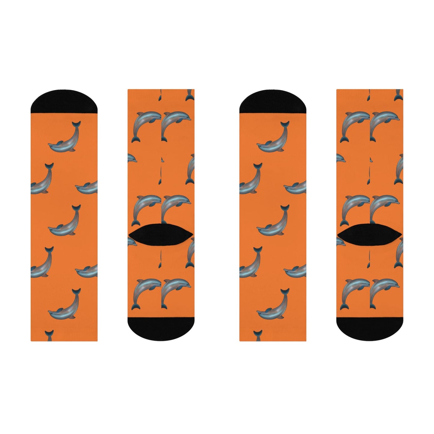 Hand-Drawn Miami Dolphins Socks - Orange Cushioned Crew Socks