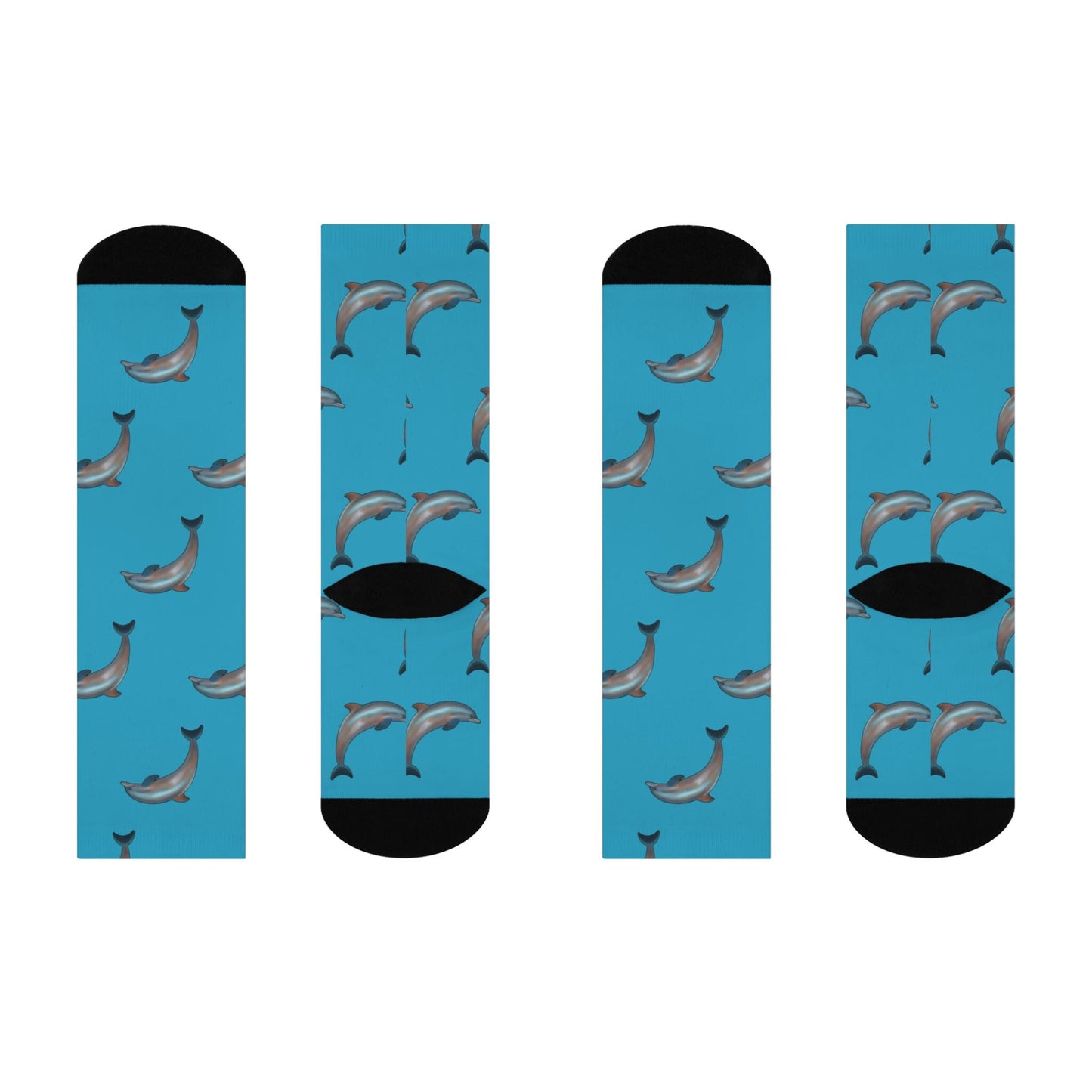 Hand-Drawn Miami Dolphins Socks - Turquoise Cushioned Crew Socks