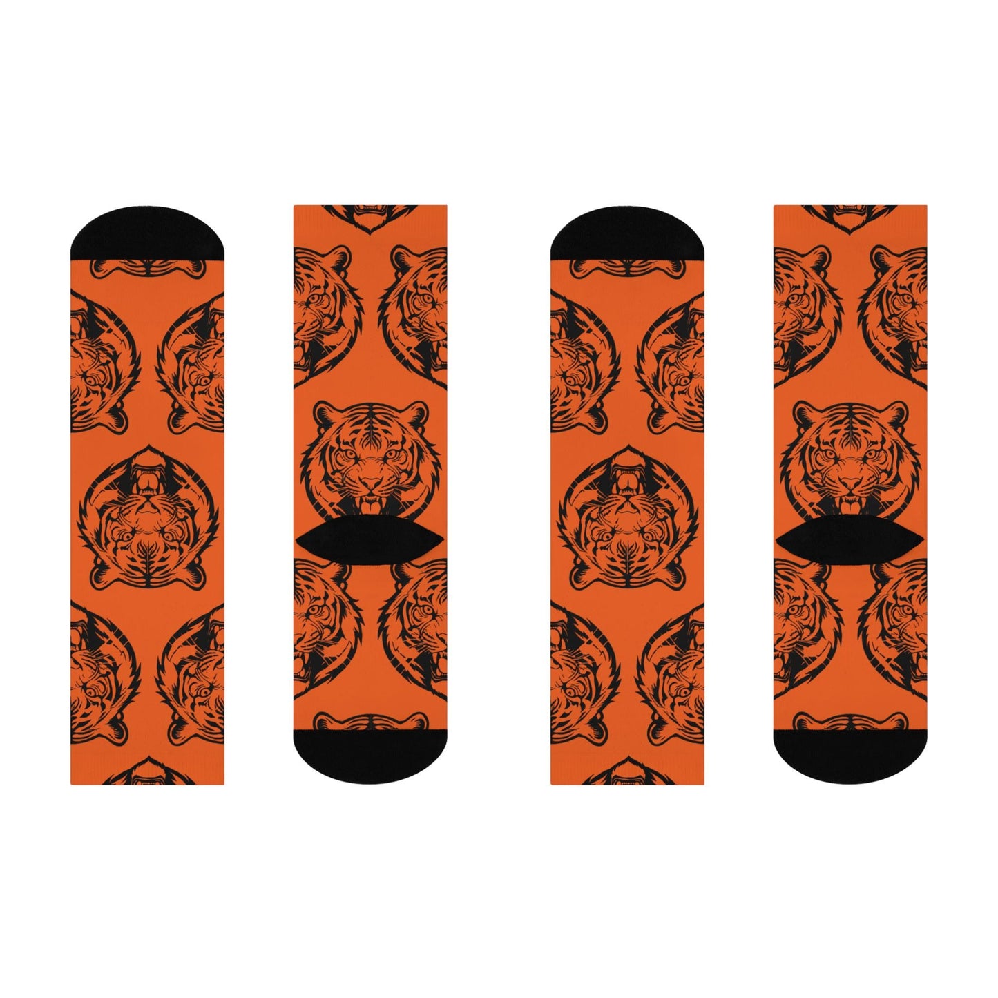 Cincinnati Bengals-Inspired Socks - Hand-Drawn Bengal Tiger Face Design, Orange & Black Football Fan Gift