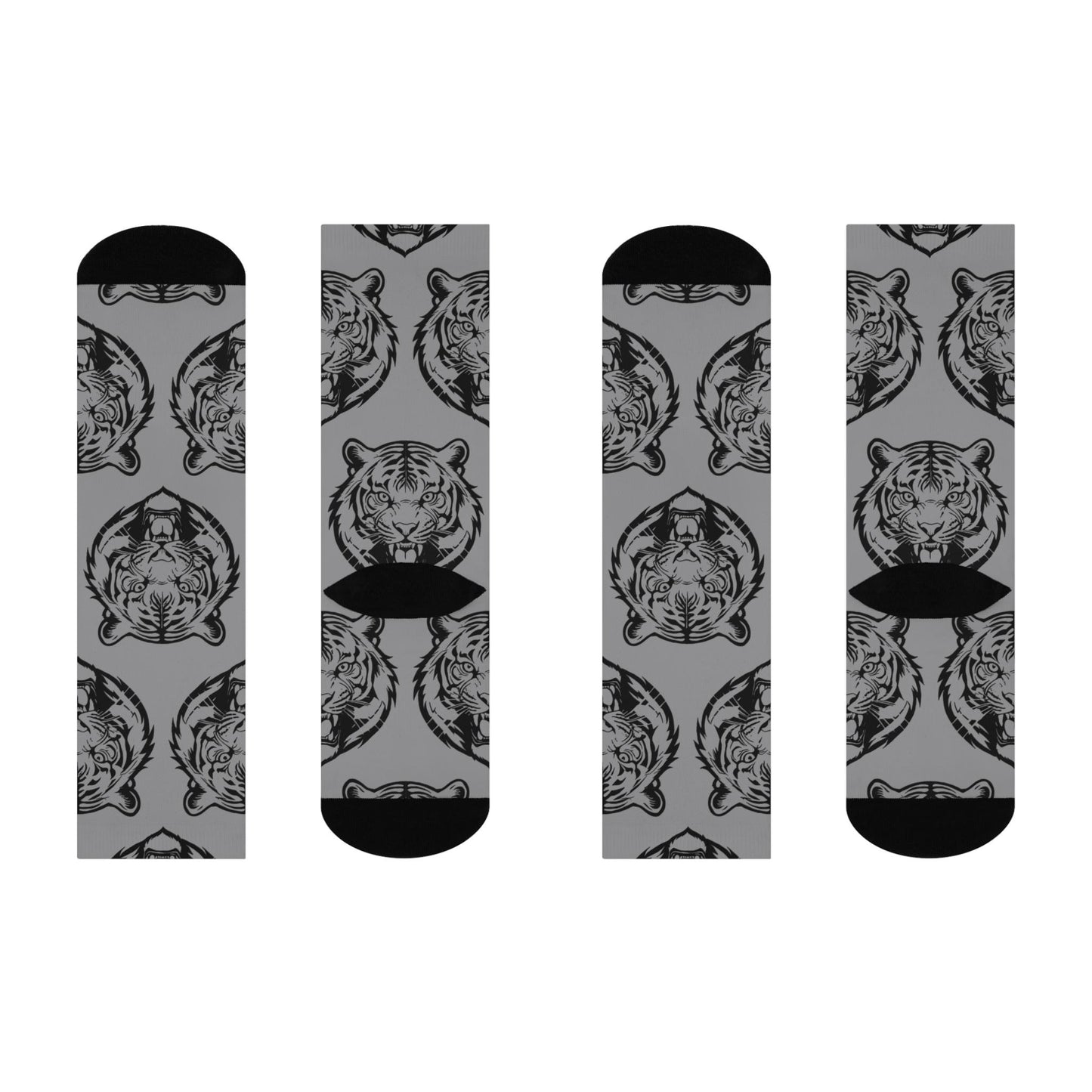 Cincinnati Bengals-Inspired Socks - Hand-Drawn Bengal Tiger Face Design, Gray & Black Football Fan Gift