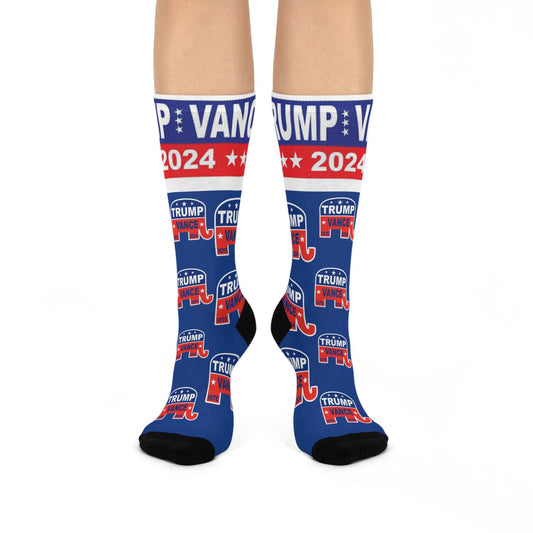 Trump Vance 2024 Cushioned Crew Socks - Patriotic and Bold GOP Apparel for Election Day