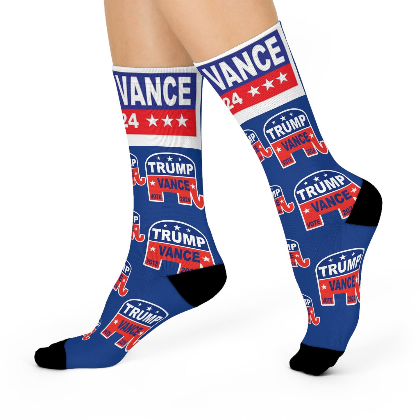 Trump Vance 2024 Cushioned Crew Socks - Patriotic and Bold GOP Apparel for Election Day