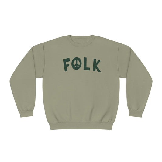 FOLK Long Sleeve Crew Sweatshirt | Hand-Drawn Folk Music Design Unisex