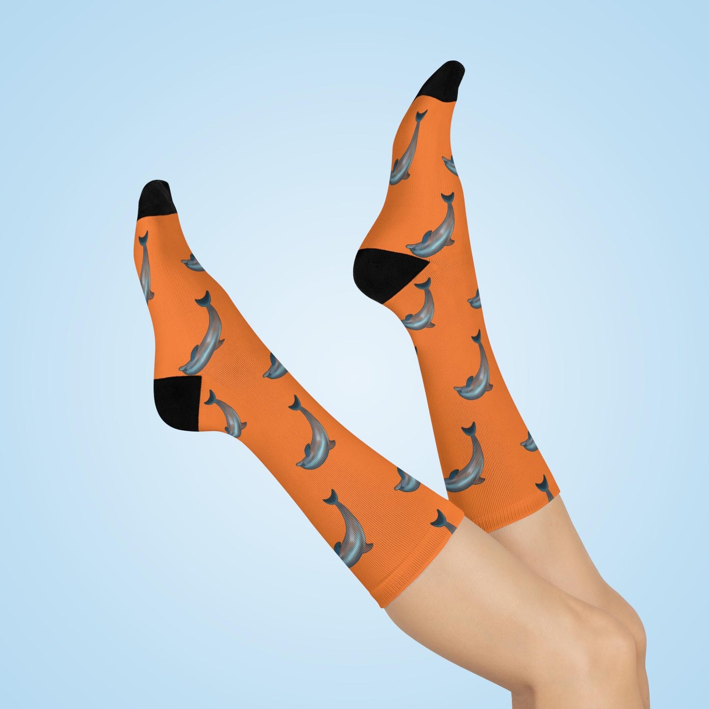 Hand-Drawn Miami Dolphins Socks - Orange Cushioned Crew Socks