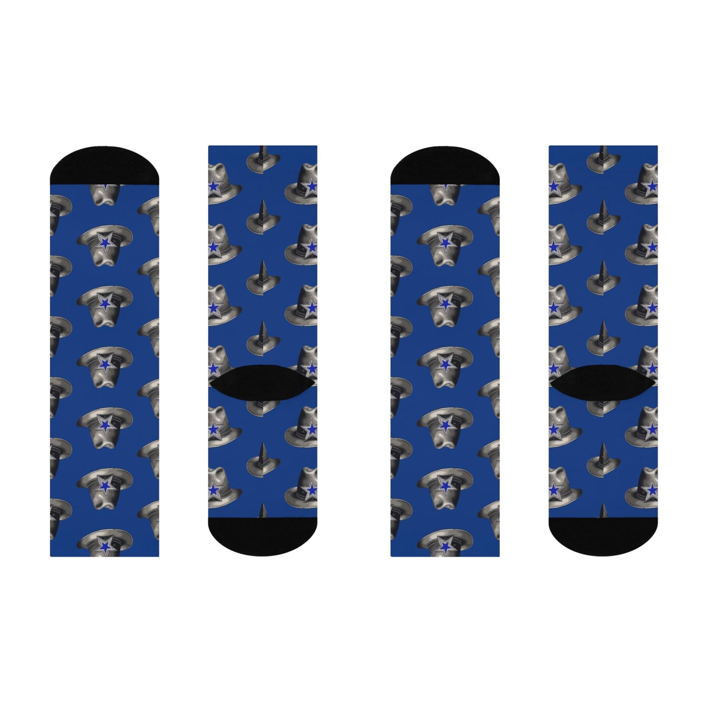 Hand-Drawn Dallas Cowboys Socks - Game Day Ready Footwear - Blue Cushioned Crew Socks