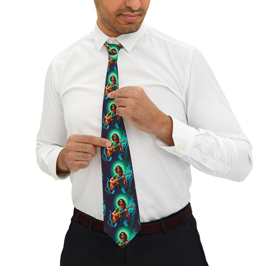 Frank Zappa blue/green tie hand-drawn music icon inspired design