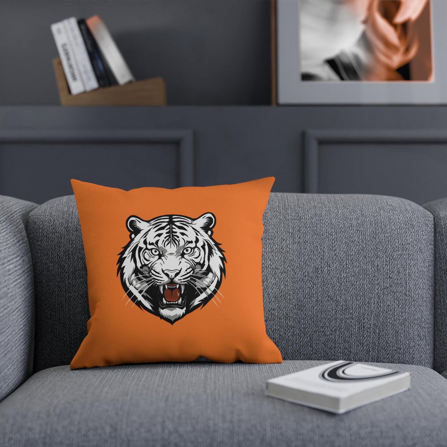 Cincinnati Bengals Tiger Decorative Throw Pillow - Hand-Drawn Bengal Design