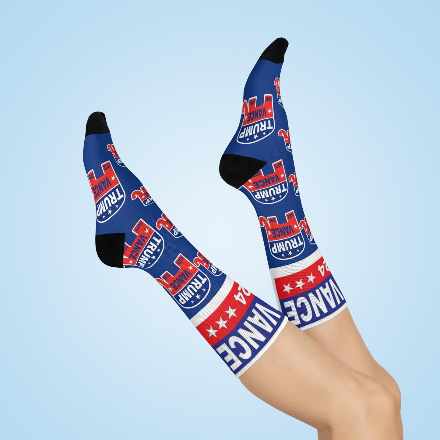 Trump Vance 2024 Cushioned Crew Socks - Patriotic and Bold GOP Apparel for Election Day