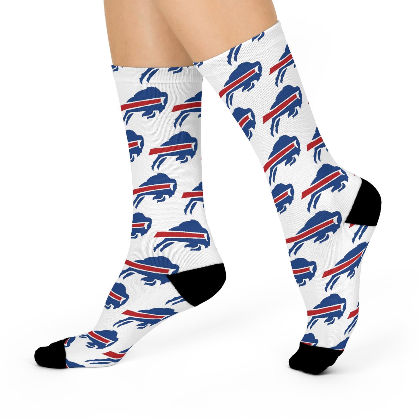 Buffalo Bills Inspired Crew Socks - Hand-Drawn Cushioned Comfort