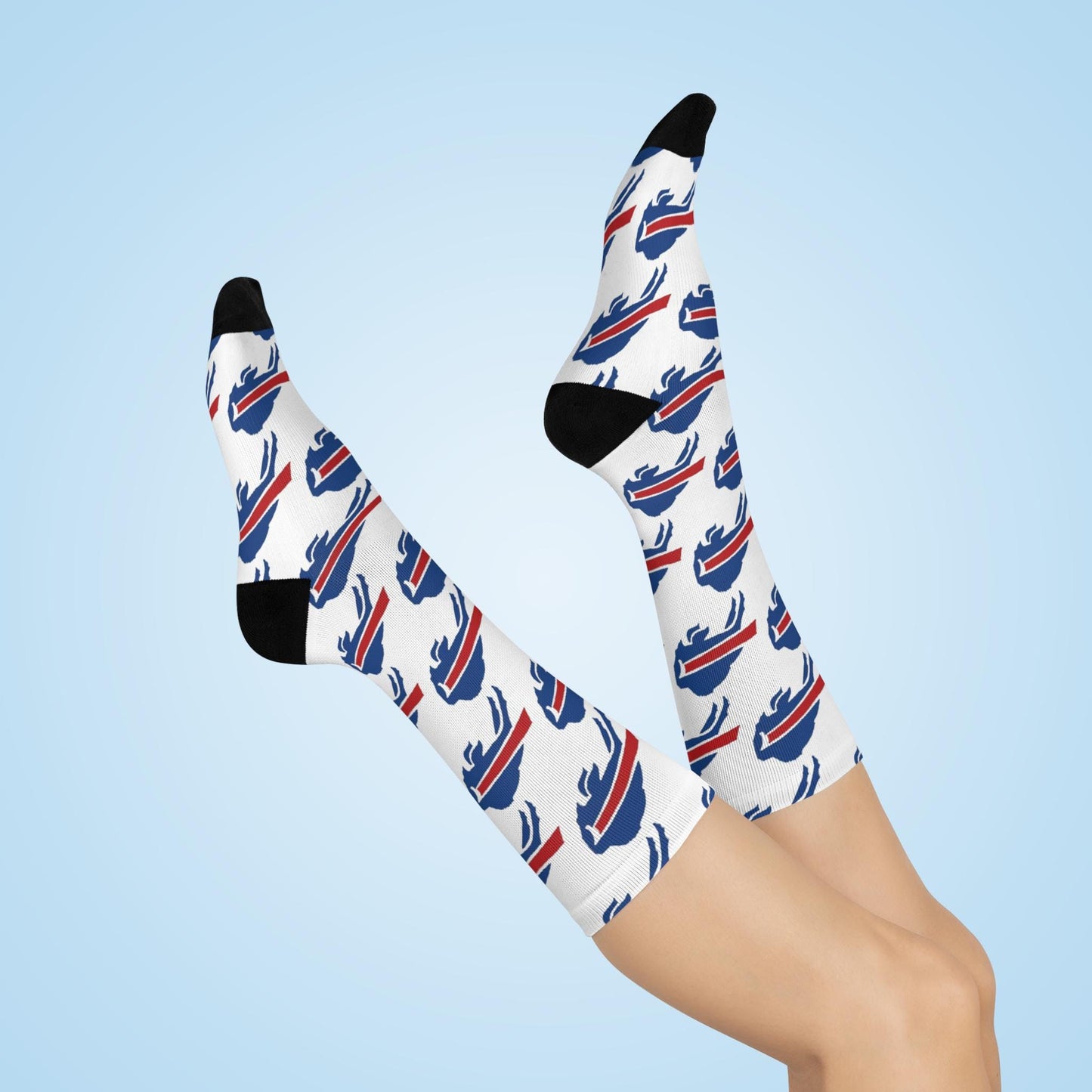 Buffalo Bills Inspired Crew Socks - Hand-Drawn Cushioned Comfort