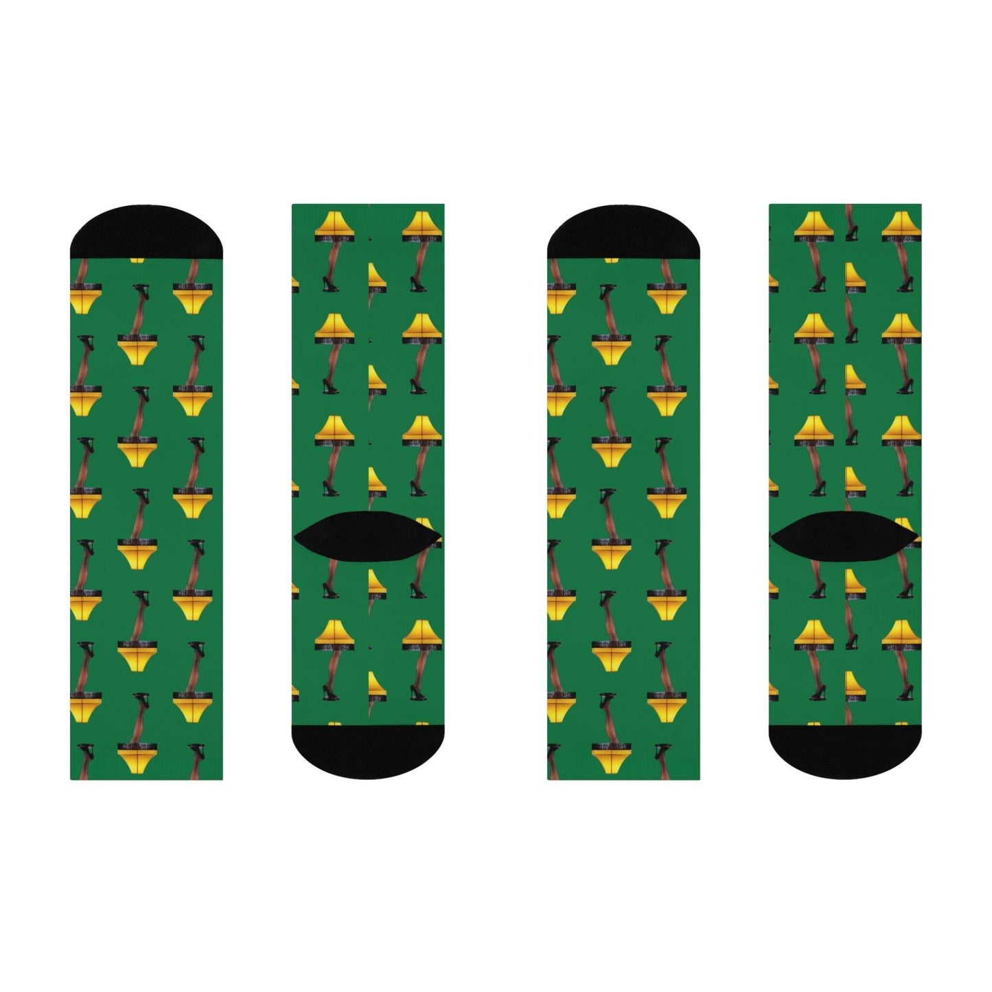 Christmas Story Leg Lamp Socks - Festive Green Holiday Socks