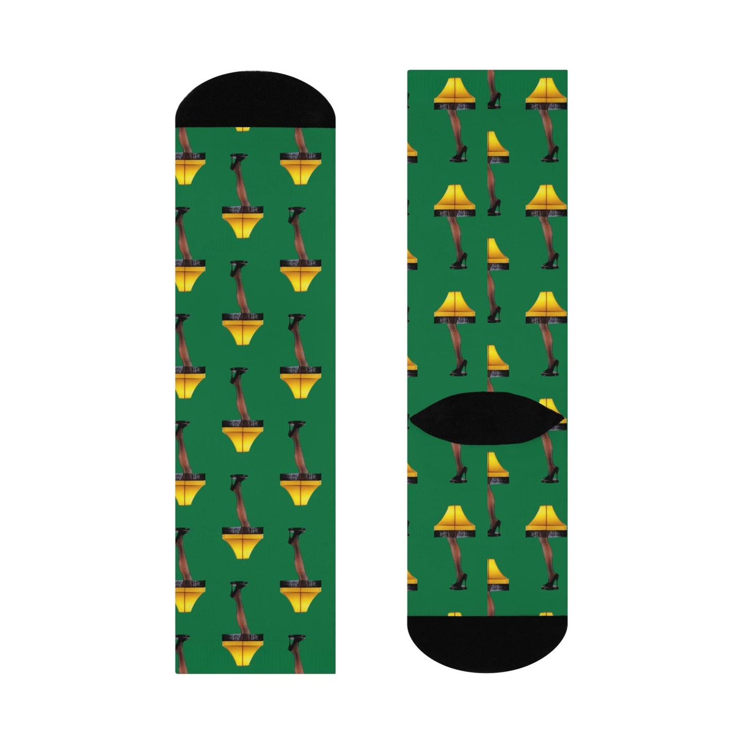 Christmas Story Leg Lamp Socks - Festive Green Holiday Socks