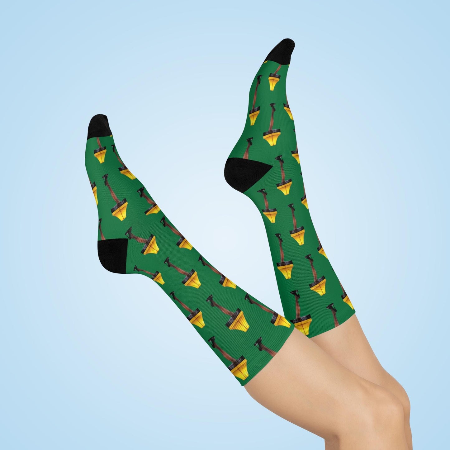 Christmas Story Leg Lamp Socks - Festive Green Holiday Socks