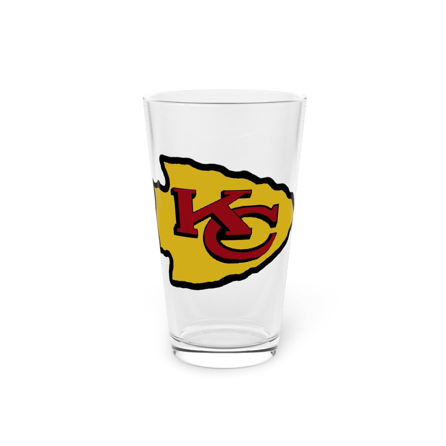 Kansas City Chiefs Pint Glass - Hand-Drawn KC Arrowhead Design, 16oz Beer Glass for Chiefs Fans