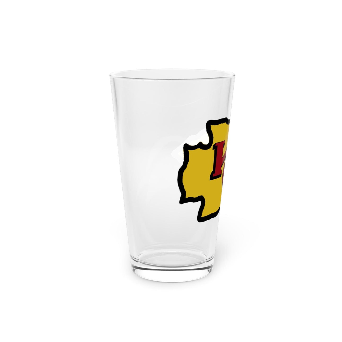 Kansas City Chiefs Pint Glass - Hand-Drawn KC Arrowhead Design, 16oz Beer Glass for Chiefs Fans