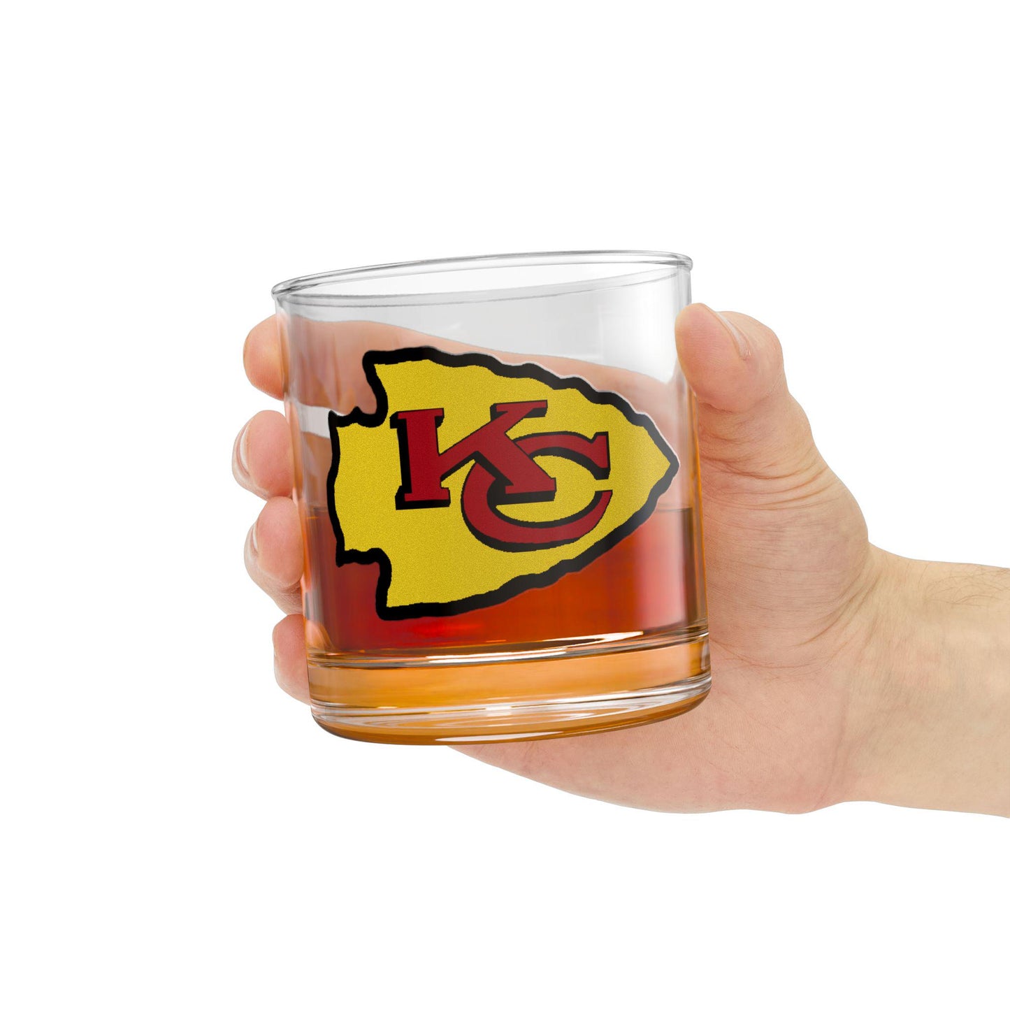 Kansas City Chiefs Inspired 10oz Rocks Glass - Team Spirit Barware - Hand Drawn Art