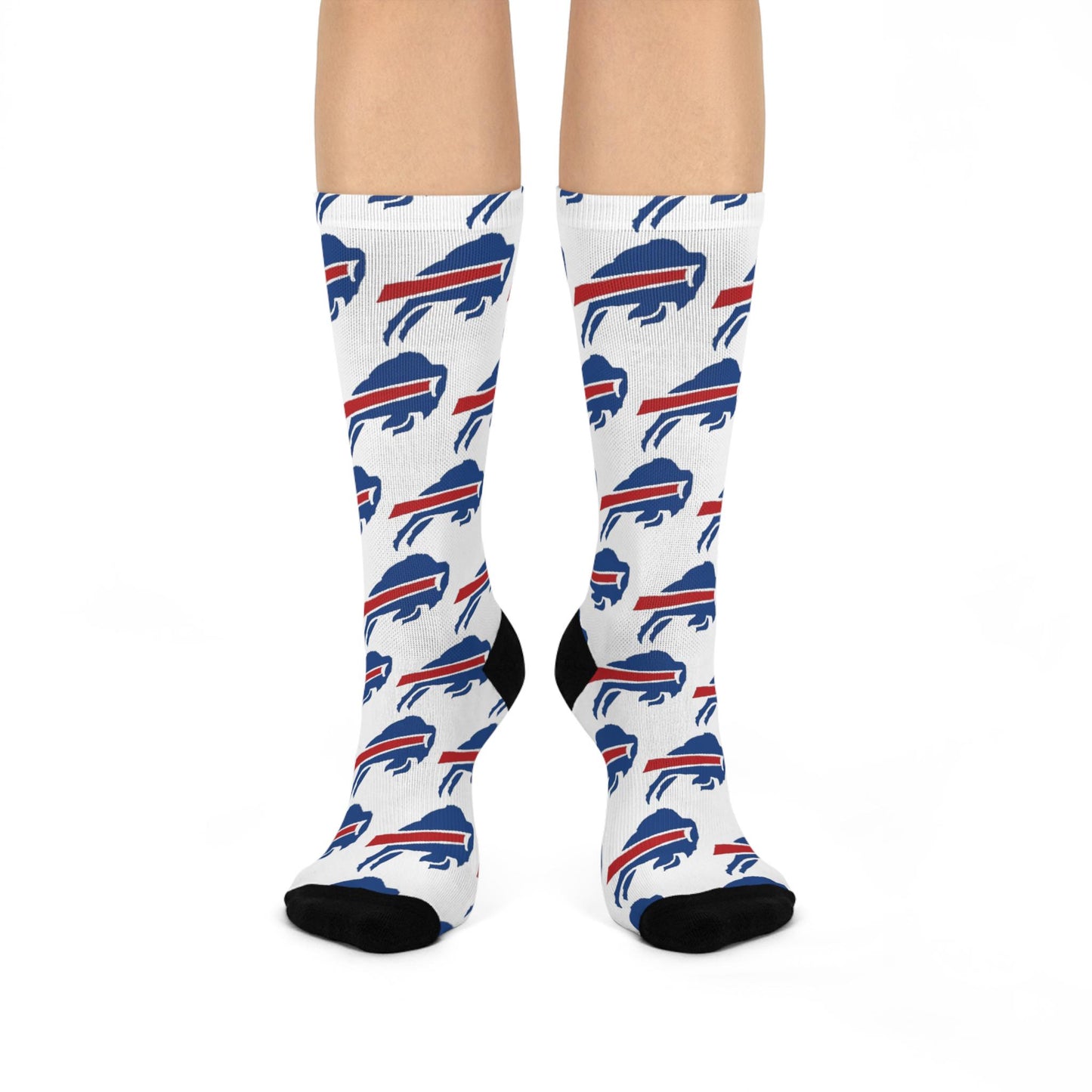 Buffalo Bills Inspired Crew Socks - Hand-Drawn Cushioned Comfort