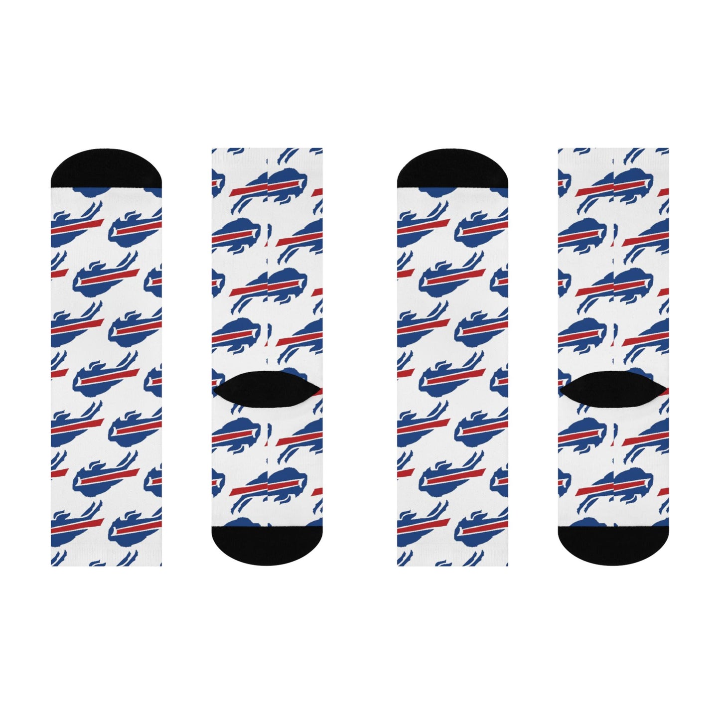 Buffalo Bills Inspired Crew Socks - Hand-Drawn Cushioned Comfort