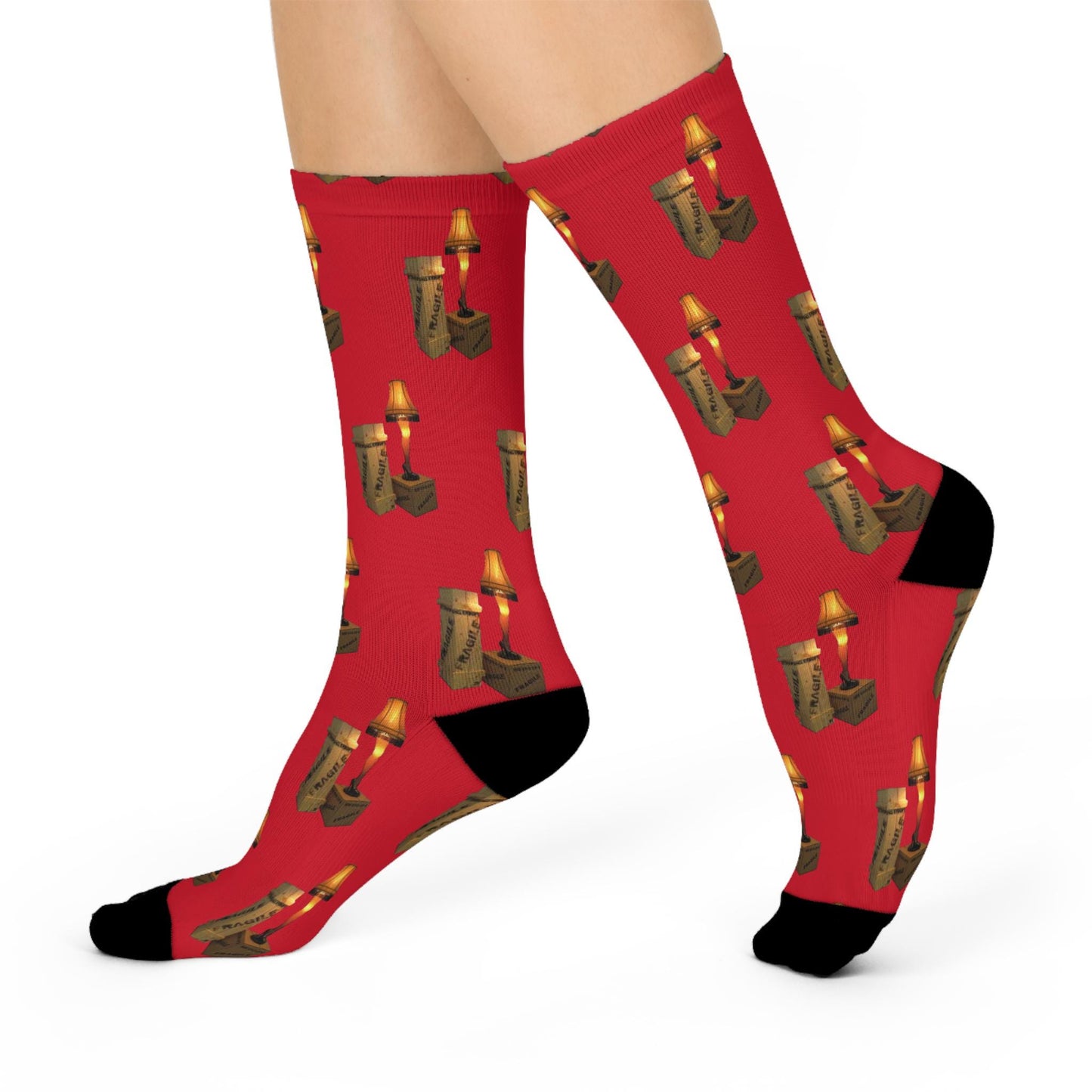 Christmas Story Leg Lamp & Crate Socks - Red Holiday Socks