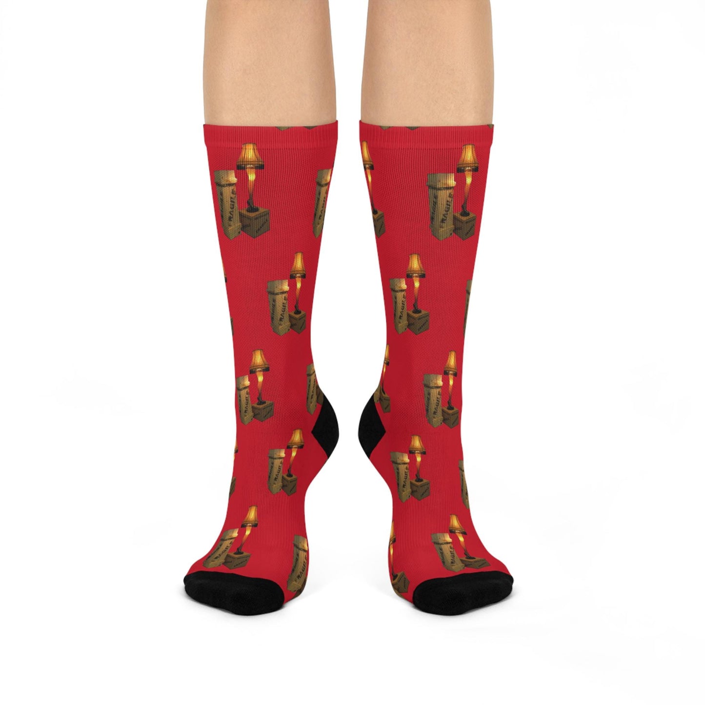 Christmas Story Leg Lamp & Crate Socks - Red Holiday Socks