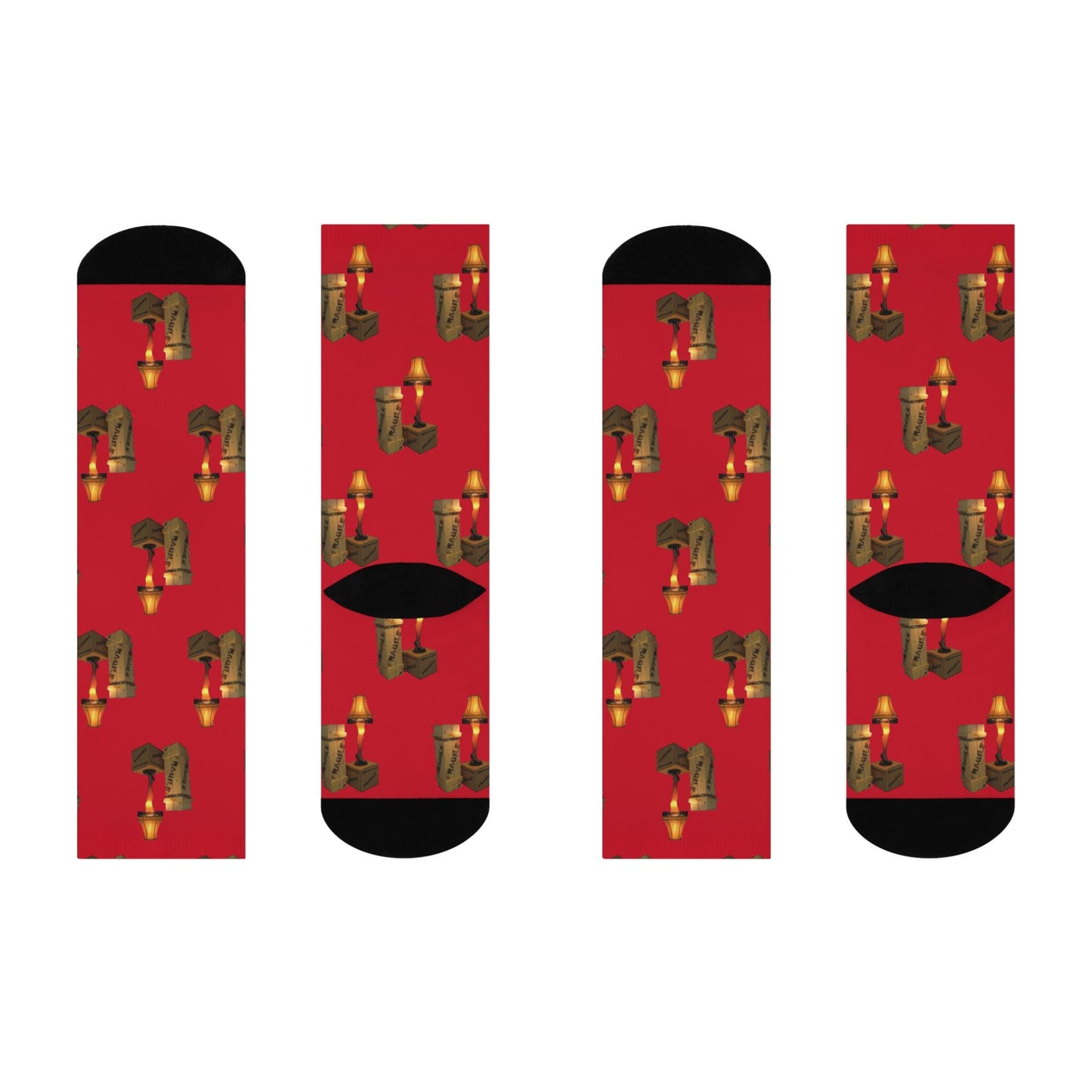 Christmas Story Leg Lamp & Crate Socks - Red Holiday Socks