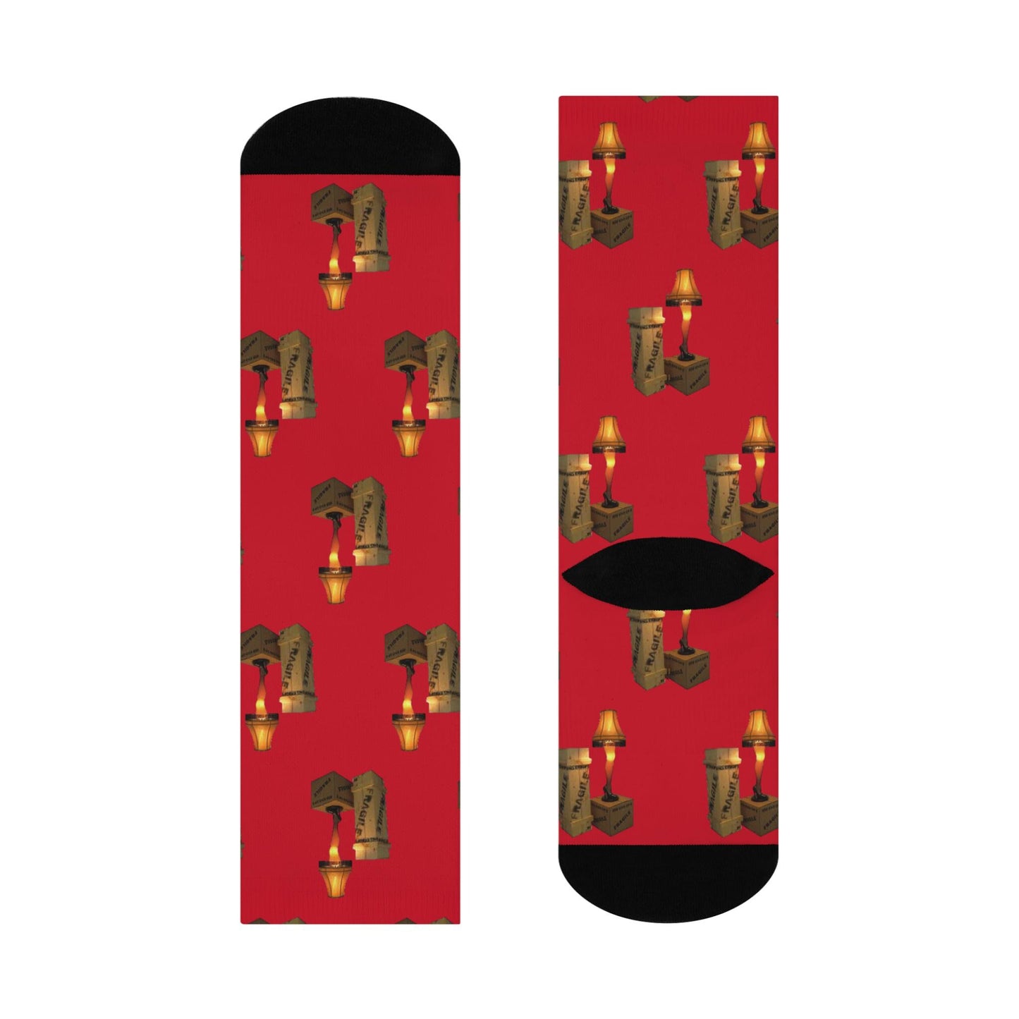 Christmas Story Leg Lamp & Crate Socks - Red Holiday Socks