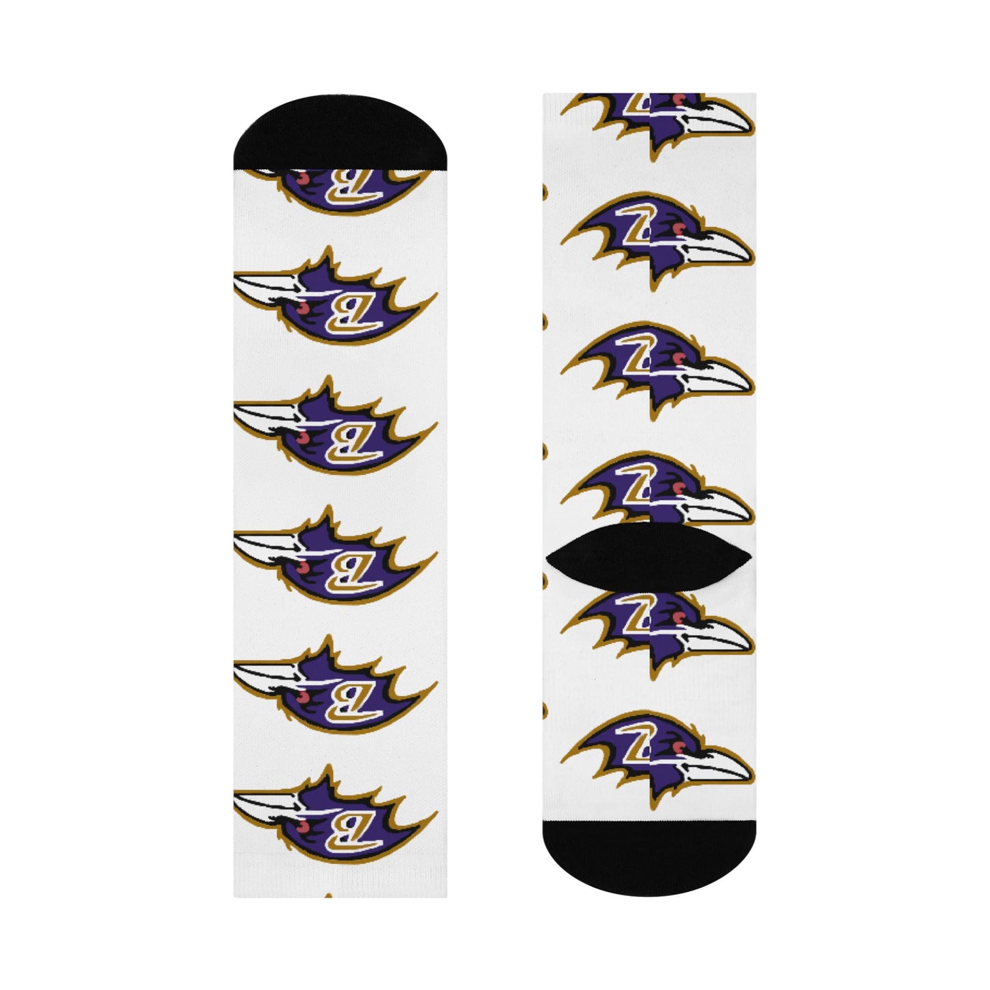 Hand-Drawn Baltimore Ravens Socks - Unique Football Fan Gift - Cushioned Crew Socks