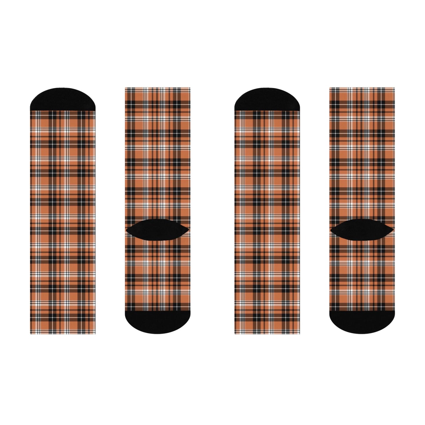 Bengals-Inspired Orange and Black Plaid Crew Socks - Football Fan Gift - Cushioned Crew Socks