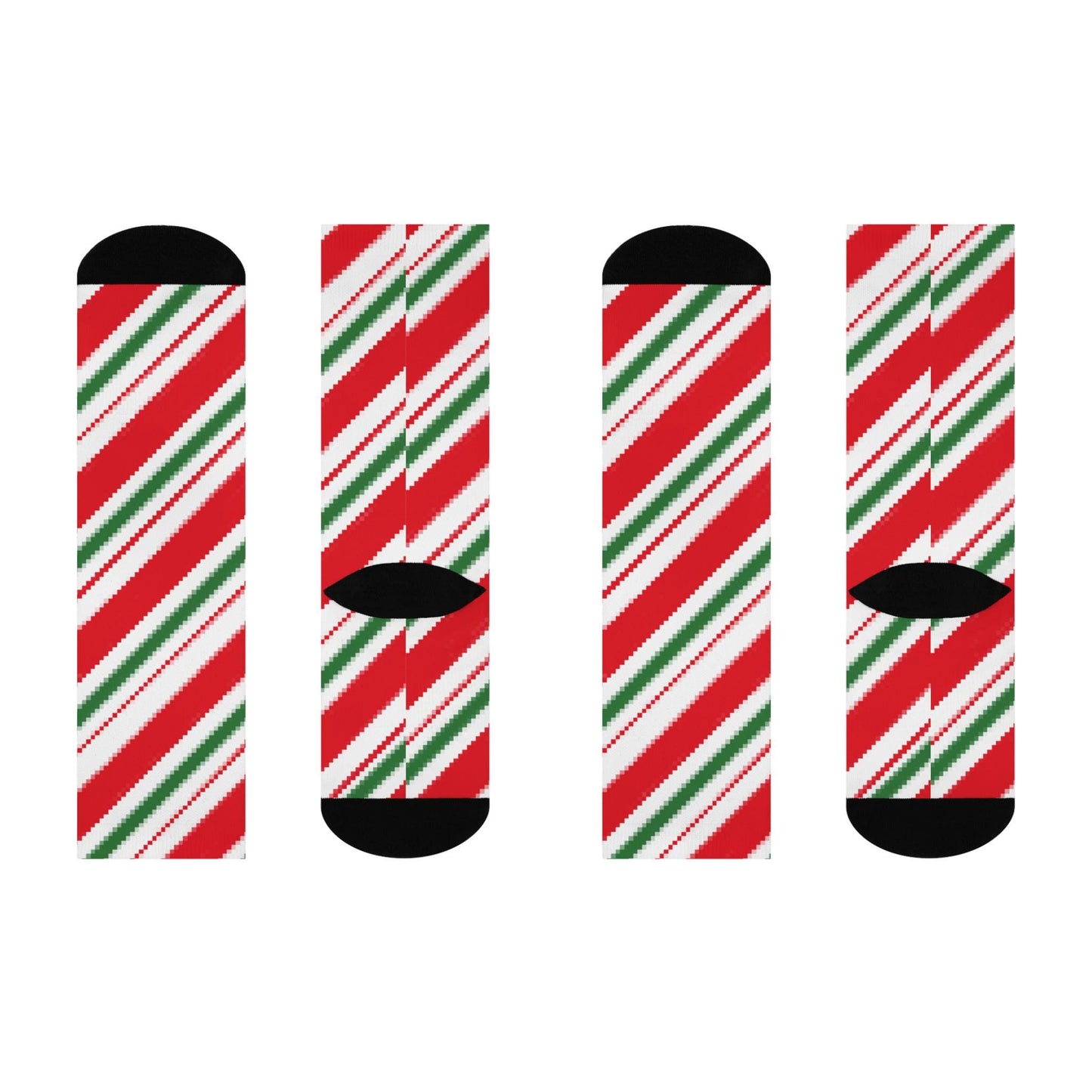 Holiday Candy Cane Striped Socks - Festive Hand-Drawn Christmas Socks