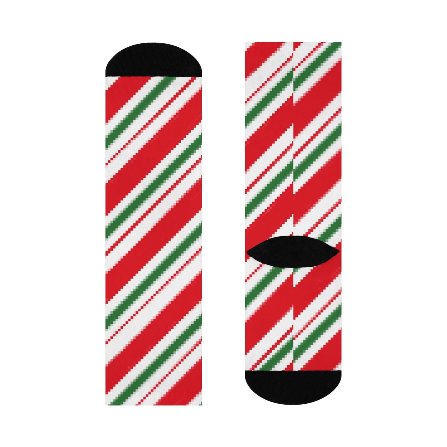 Holiday Candy Cane Striped Socks - Festive Hand-Drawn Christmas Socks