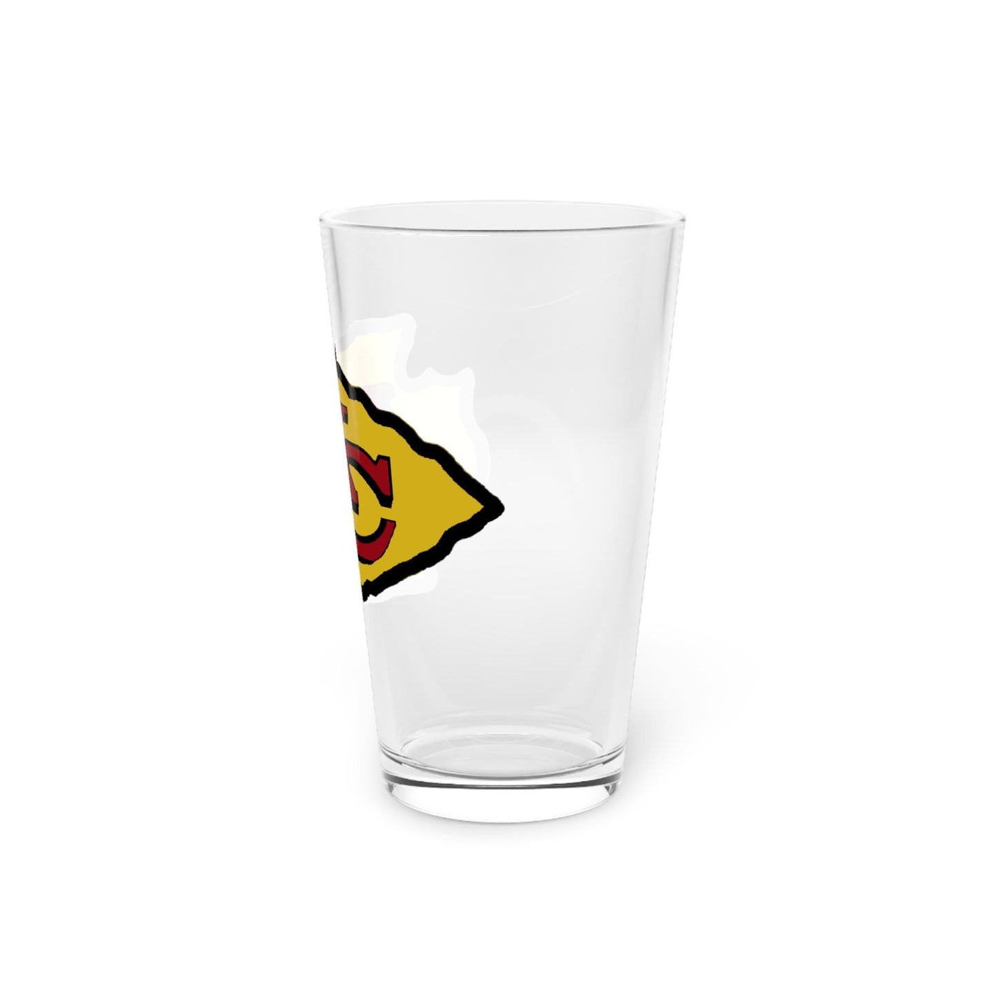 Kansas City Chiefs Pint Glass - Hand-Drawn KC Arrowhead Design, 16oz Beer Glass for Chiefs Fans