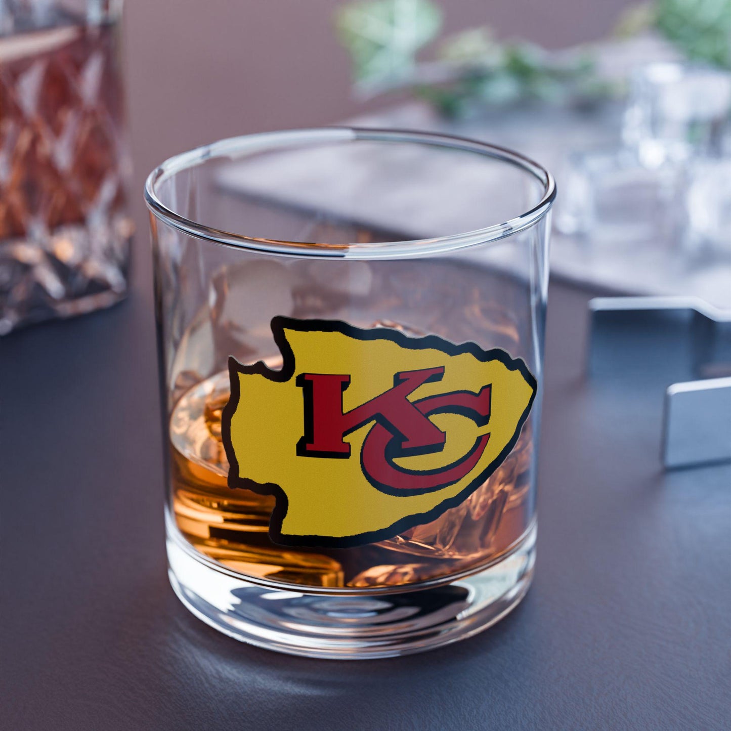 Kansas City Chiefs Inspired 10oz Rocks Glass - Team Spirit Barware - Hand Drawn Art