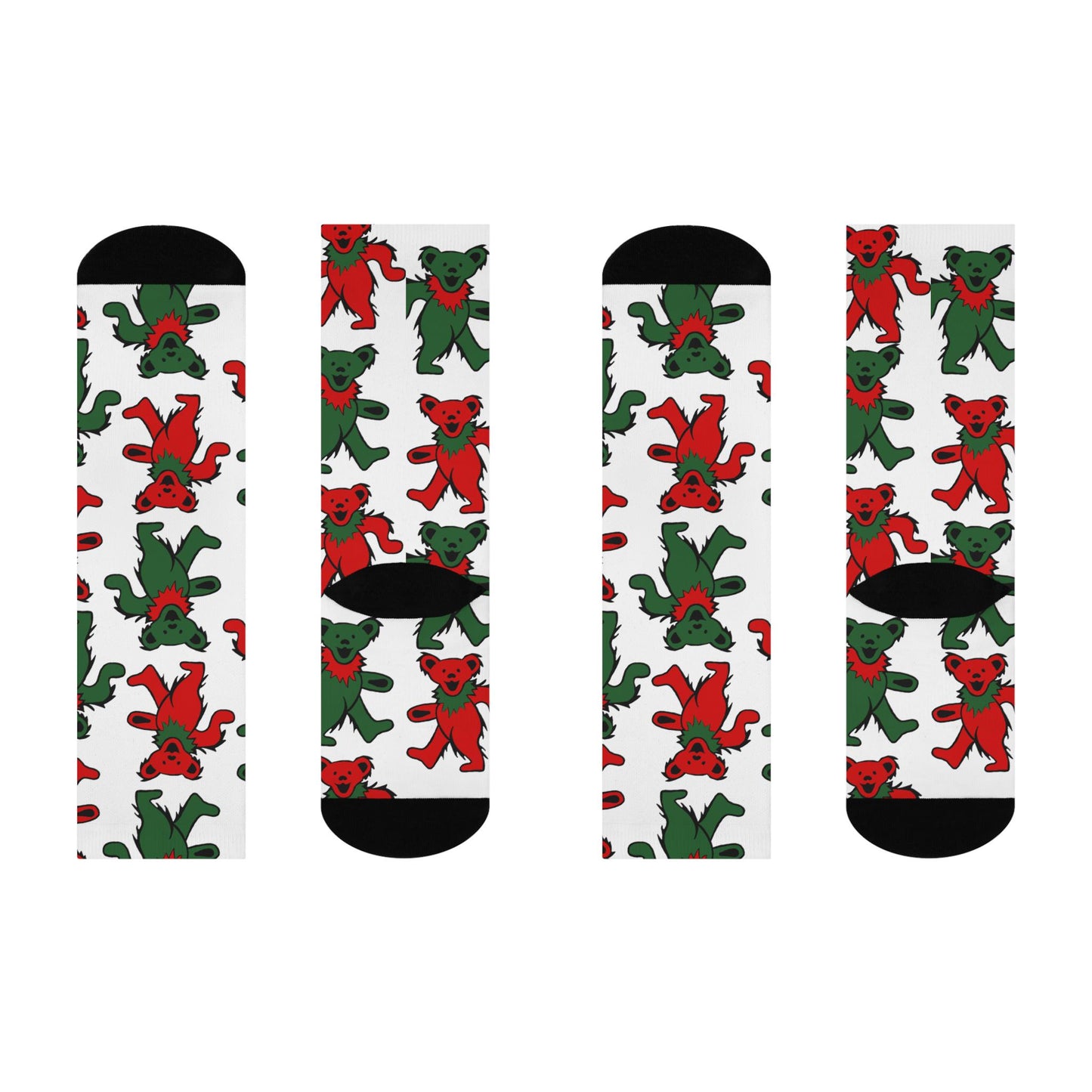 Christmas Grateful Dead Dancing Bear Socks - Festive Red & Green Holiday Design