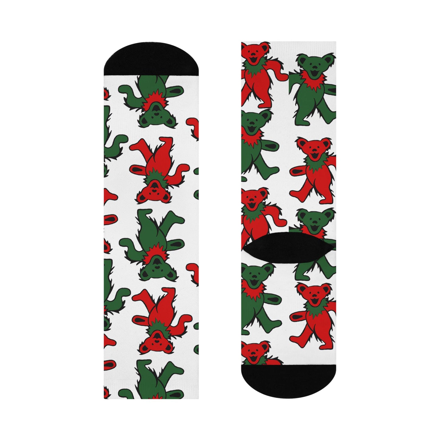 Christmas Grateful Dead Dancing Bear Socks - Festive Red & Green Holiday Design