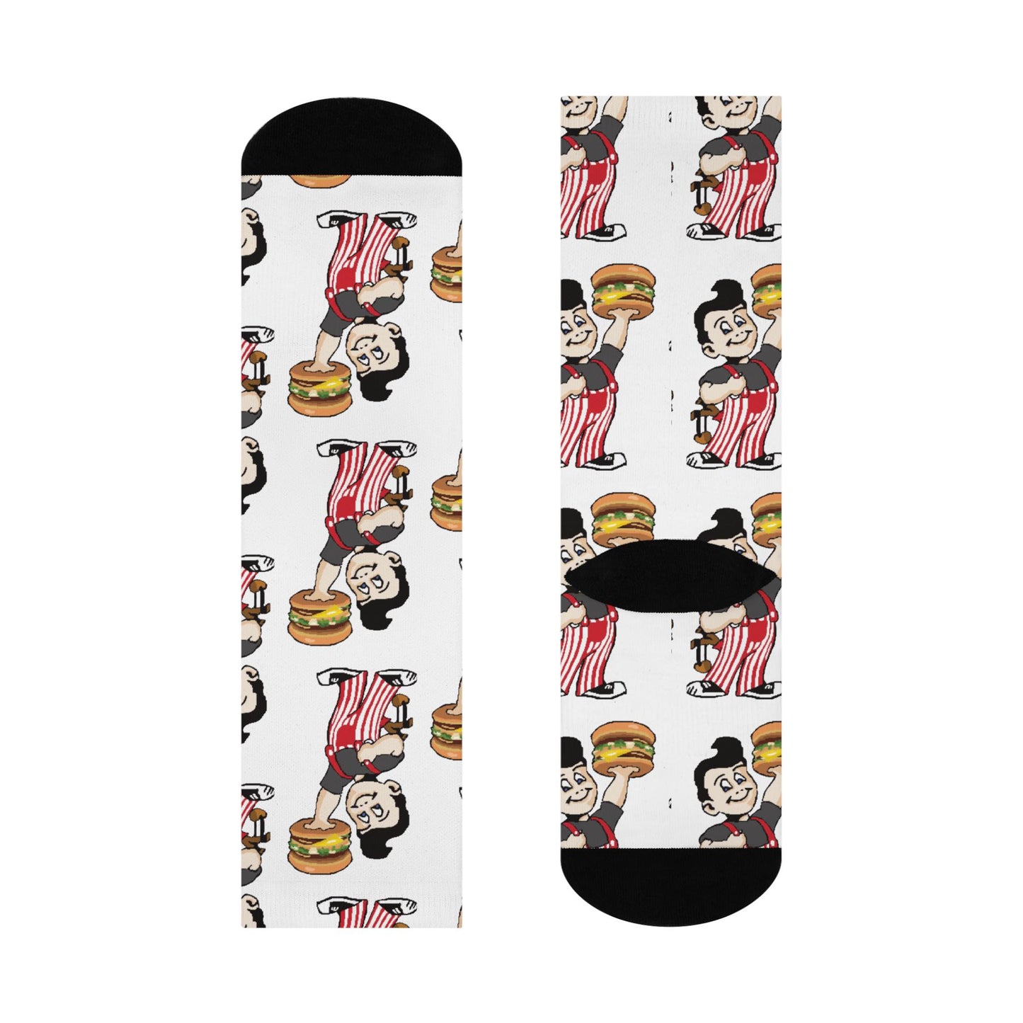 White Nostalgic Big Boy Socks - Retro Cincinnati Gift for Big Boy Fans - Cushioned Crew Socks