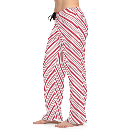 Candy cane striped women’s PJ pants hand-drawn Christmas holiday sleepwear