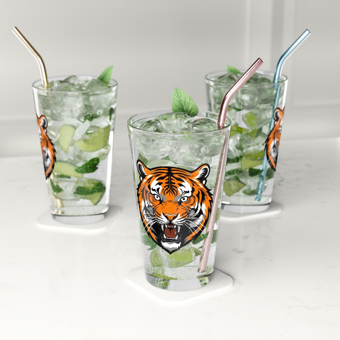 Hand-Drawn Bengals Tiger Pint Glass - Football Fan Gift, 16oz Pint Glass