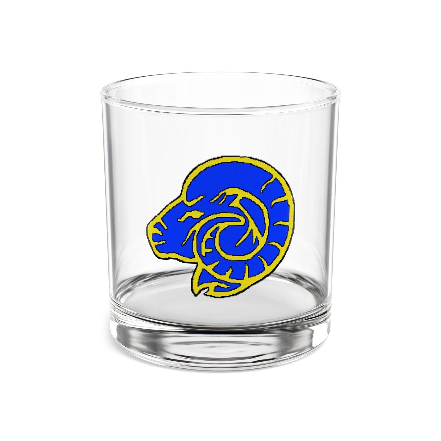 Hand-Drawn LA Rams Logo Rocks Glass - Gold and Blue NFL Fan Rocks Glass, 10oz Gift