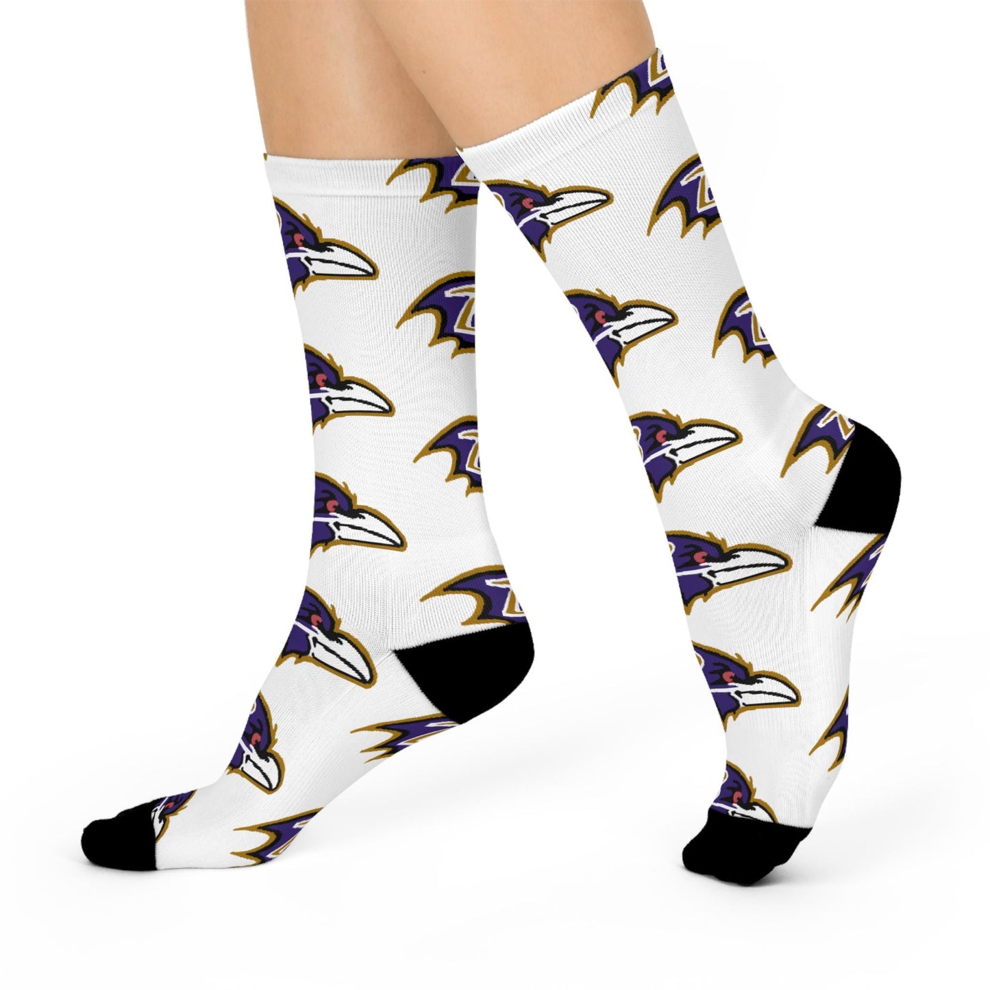 Hand-Drawn Baltimore Ravens Socks - Unique Football Fan Gift - Cushioned Crew Socks