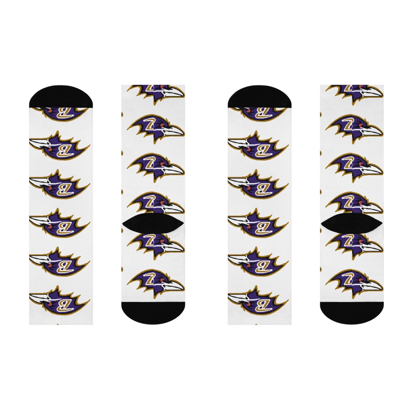 Hand-Drawn Baltimore Ravens Socks - Unique Football Fan Gift - Cushioned Crew Socks