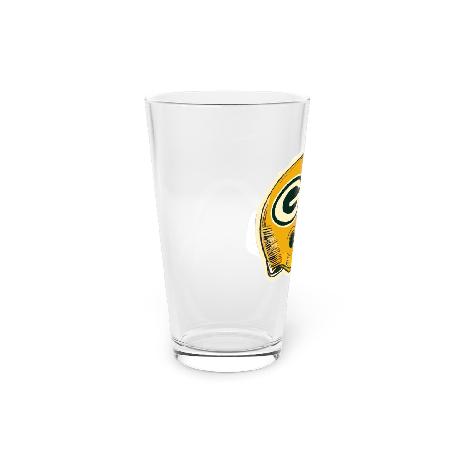 Hand-Drawn Green Bay Packers Helmet Pint Glass - Unique Fan Gift Pint Glass, 16oz