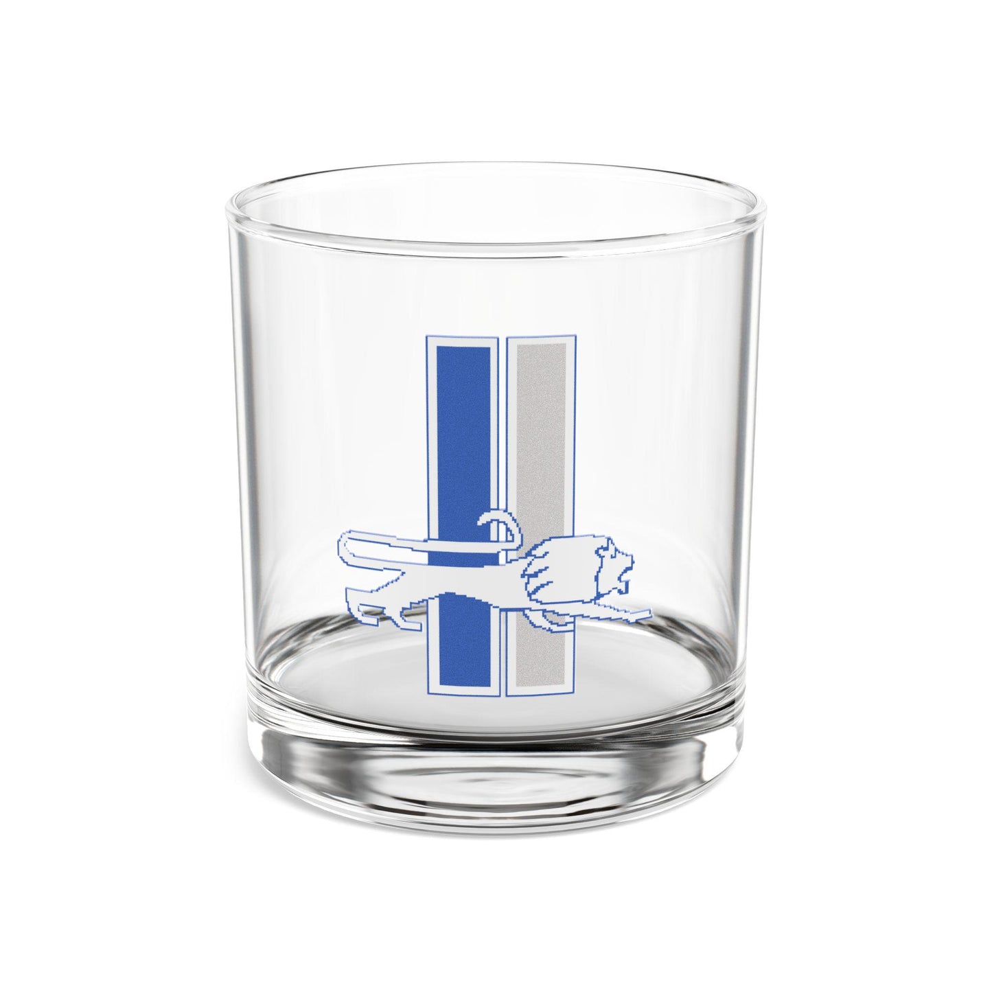 Detroit Lions Inspired Retro Leaping Lion Rocks Glass - Hand-Drawn Design, 10oz Rocks Glass