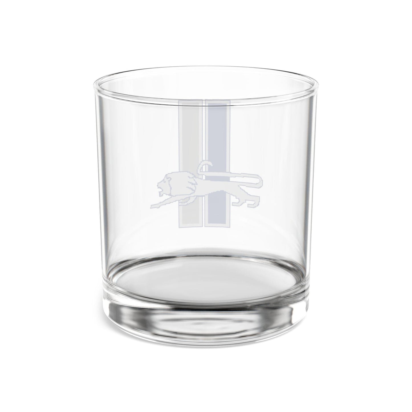 Detroit Lions Inspired Retro Leaping Lion Rocks Glass - Hand-Drawn Design, 10oz Rocks Glass