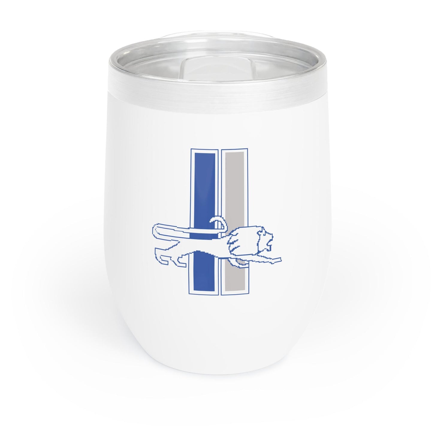 Detroit Lions Inspired Retro Leaping Lion Wine Tumbler - Hand-Drawn Design, Insulated 12oz