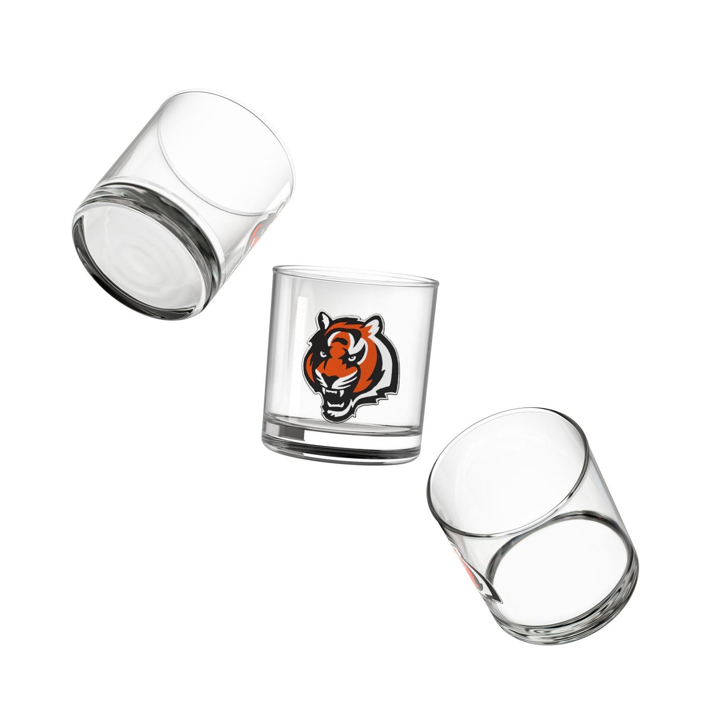 Hand-Drawn Cincinnati Bengals Rocks Glass - Bold Tiger Logo 10oz Rocks Glass