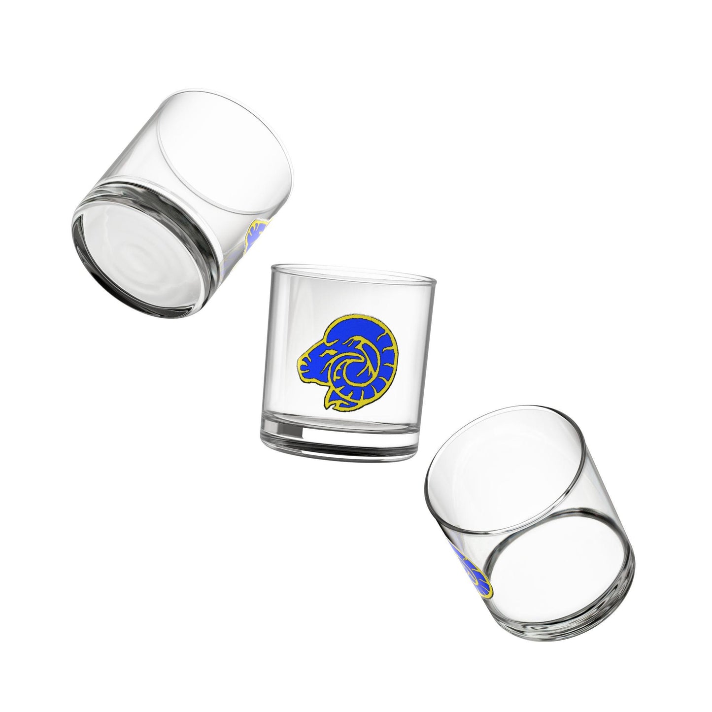 Hand-Drawn LA Rams Logo Rocks Glass - Gold and Blue NFL Fan Rocks Glass, 10oz Gift