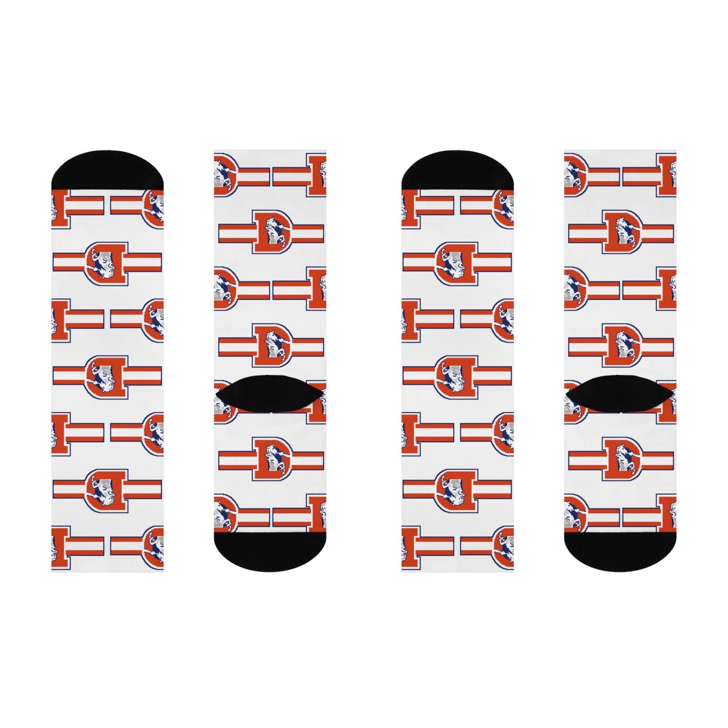 Hand-Drawn Retro Broncos-Inspired Crew Socks - Nostalgic Football Art Cushioned Crew Socks